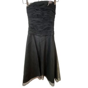 Dessy Collection Dress Strapless Formal Cocktail Bridesmaid Black Evening Size 2